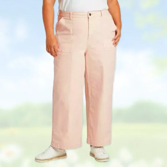 NWT Highest-Rise Wide-Leg Peach/Pink Crop Jeans - Women's Sizes 12, 16, 18 Pants - Picture 5 of 6